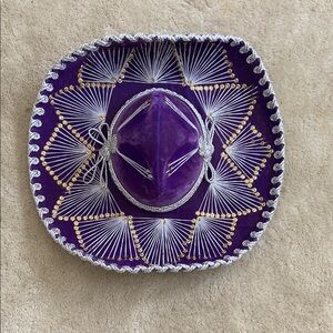 Salazar Yepez Purple and Silver Embroidered Sombrero